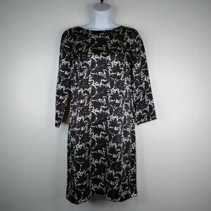 Brooks Brothers 100% Silk  Black/White Lace Print Dress Size 2